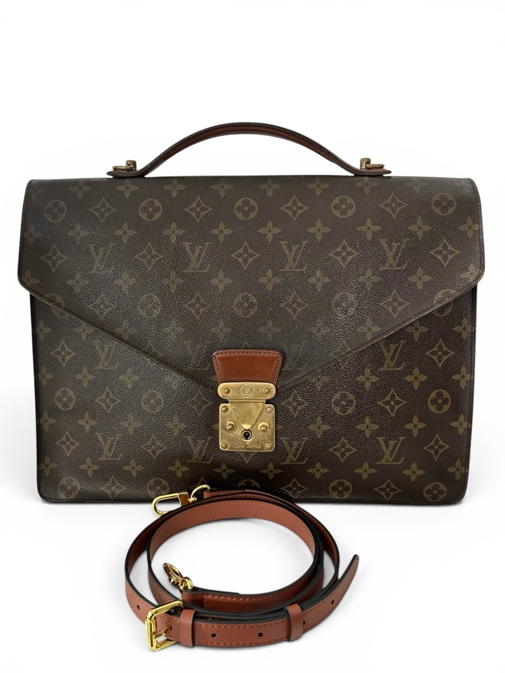Louis Vuitton Monogram Leather Serviette Conseiller Briefcase Two Way Bag